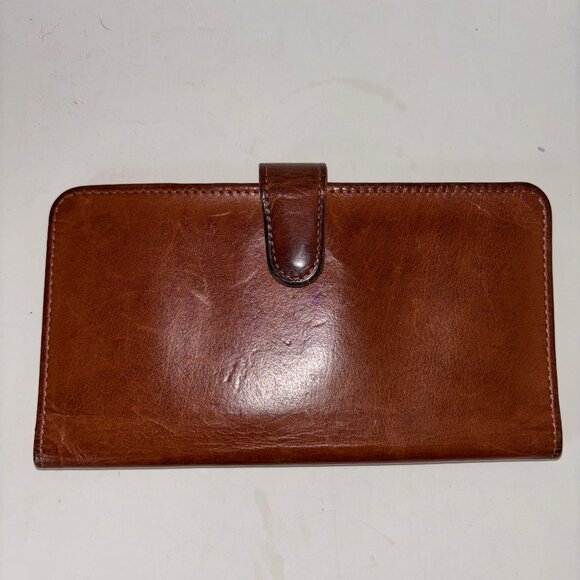Coach Vintage Brown Leather Wallet Bi-Fold Slim Checkbook Credit Card Holder - Picture 1 of 12